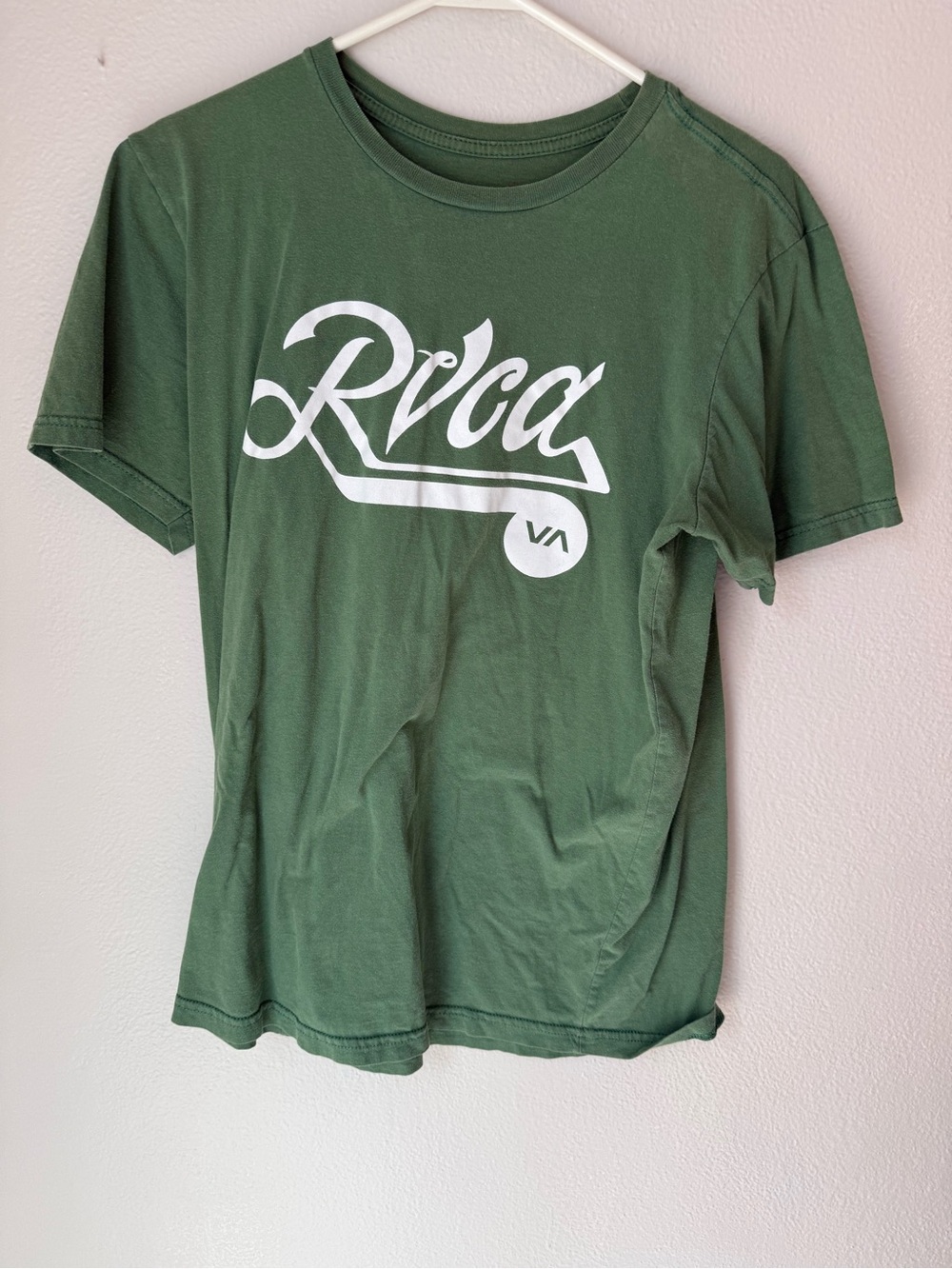 RVCA Forest Green Short Sleeve Logo Tee with White Script